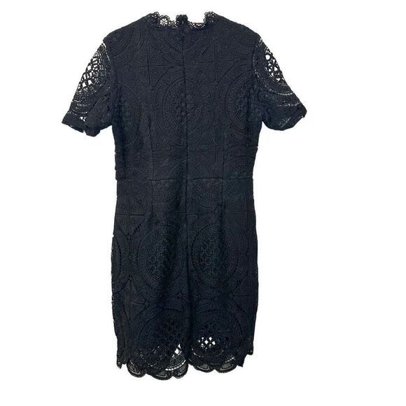 Missguided Floral Lace Overlay Short Sleeve Lined Sheath Dress Black Size 16 - Picture 2 of 5